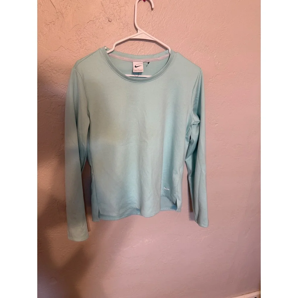 Nike Womens Long Sleeve Crew Neck Performance Running Shirt Mint Green Small